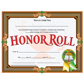 Hayes School Publishing H-VA612 Certificates Honor Roll 30/Pk 8.5 X 11 Inkjet Laser