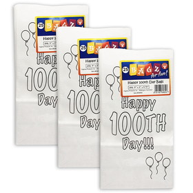 Hygloss HYG64655-3 Happy 100Th Day Paper Bags (3 PK)
