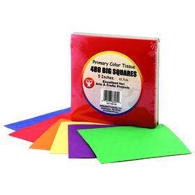 Hygloss Products HYG88169 Tissue Paper 480Ct 5In Squares Primary Colors