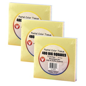 Hygloss HYG88269-3 5In Tissue Squares Pastel, 480 Per Pk (3 PK)