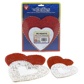 Hygloss Products HYG94466 Doilies White & Red Hearts 24 Each 4In 6In