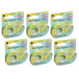 Lee Products LEE13975-6 Removable Highlighter Tape, Yellow (6 RL)