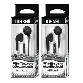 Maxell MAX191569-2 Jelleez Soft Earbuds W/ Mic, Black (2 EA)