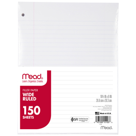 Mead MEA15103 Notebook Paper Wide Ruled 150Ct