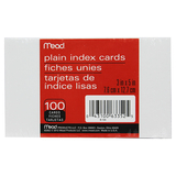 Mead MEA63352 Cards Index Plain 3 X 5 100 Ct