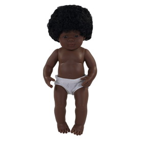 Miniland Educational MLE31060 15In Baby Doll African Americn Girl, Anatomically Correct