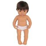 Miniland Educational MLE31079 15In Baby Doll Caucsian Boy Bruntte, Anatomically Correct