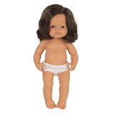 Miniland Educational MLE31080 15In Baby Doll Caucsian Grl Bruntte, Anatomically Correct