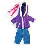 Miniland Educational MLE31637 Doll Clothes Cold Weather Purple, Fleece Set
