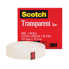 3M MMM600121296 Tape Transparent Film 1/2 X 1296