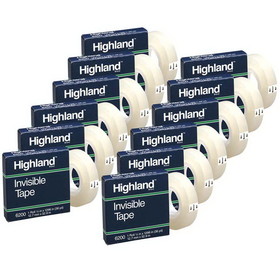 Highland MMM6200121296-12 Highland Invisible Tape, 5X1296In (12 RL)