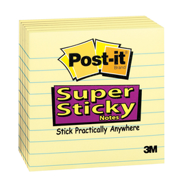 3M MMM6756SSCY Post-It Super Sticky Notes 4X4 6Pk - Lined