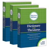 Merriam-Webster MW-2932-3 Dictionary & Thesaurus, Paperback 2020 Copyright (3 EA)
