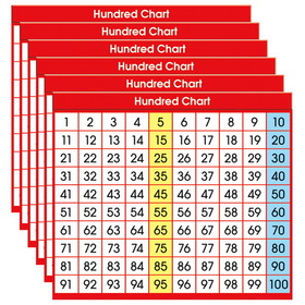 North Star Teacher Resources NST9051-6 Adhesive Desk Prompts, Hundred Chart (6 PK)