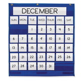 Pacon PAC0020200 Pocket Chart Monthly Calendar Blue, 25In X 28In