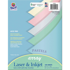 Pacon PAC101048 Array Multipurpose 100Sht Pastel Colors Paper