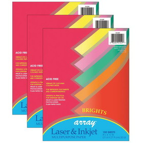 Pacon PAC101049-3 Array Bright Color Paper, 20 Lb 100 Sht Per Pk (3 PK)