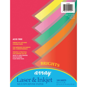 Pacon PAC101049 Array Multipurpose 100Sht Bright Colors 20Lb Paper
