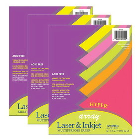 Pacon PAC101155-3 Array Hyper Color Paper, 20 Lb 100 Sht Per Pk (3 PK)
