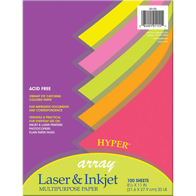 Pacon PAC101155 Array Multipurpose 100Sht Hyper Colors 20Lb Paper