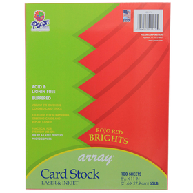 Pacon PAC101171 Array Card Stock Brights Rojo Red