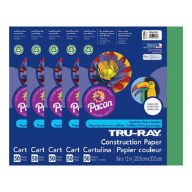 Tru-Ray PAC102960-5 Tru Ray 9X12 Holiday Green, Construction Paper 50Sht Per Pk (5 PK)