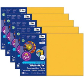 Tru-Ray PAC102998-5 Tru Ray 12X18 Gold, Construction Paper 50Sht Per Pk (5 PK)