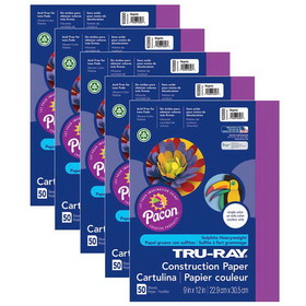 Tru-Ray PAC103000-5 Tru Ray 9X12 Magenta, Construction Paper 50Sht Per Pk (5 PK)