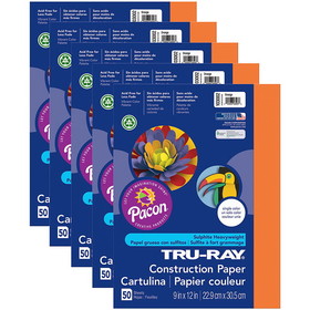 Tru-Ray PAC103002-5 Tru Ray 9X12 Orange, Construction Paper 50Sht Per Pk (5 PK)