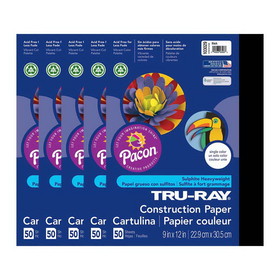 Tru-Ray PAC103029-5 Tru Ray 9X12 Black, Construction Paper 50Sht Per Pk (5 PK)