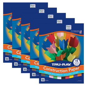 Tru-Ray PAC103063-5 Tru Ray 12X18 Asst, Construction Paper 50Sht Per Pk (5 PK)