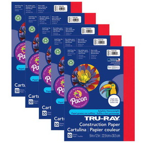 Tru-Ray PAC103431-5 Tru Ray 9X12 Festive Red, Construction Paper 50Sht Per Pk (5 PK)