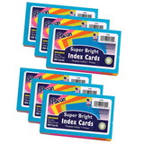 Pacon PAC1720-6 Super Bright Index Cards 3X5, Unrule (6 PK)