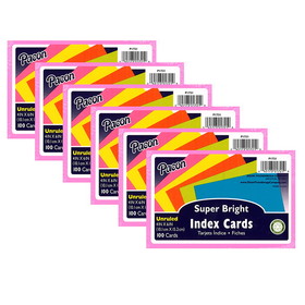 Pacon PAC1721-6 Super Bright Index Cards 4X6, Unrule (6 PK)