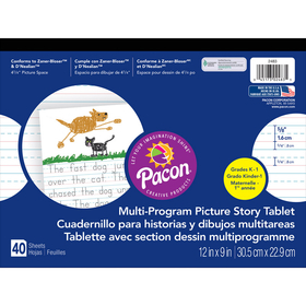 Pacon PAC2483 Picture Story Paper 40 Sht 12X9 5/8 In Rule Long