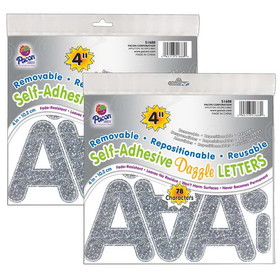 Pacon PAC51688-2 Letters Silvr Dazzle Puffy, Font 4In Self Adhesive (2 PK)