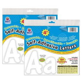 Pacon PAC51698-2 Letters White Cheery Font, 4In Self Adhesive (2 PK)