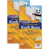 Creativity Street PAC72005-2 White Kraft Bag 50 Per Pack, 6 X 3-5/8 X 11 (2 PK)