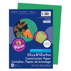 Pacon PAC8003 Sunworks 9X12 Holiday Green 50Ct Construction Paper