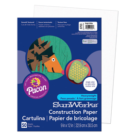 Pacon PAC8703 Sunworks 9X12 Bright White 50Ct Construction Paper