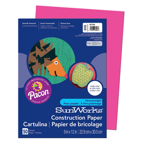 Pacon PAC9103 Sunworks 9X12 Hot Pink 50Ct Construction Paper