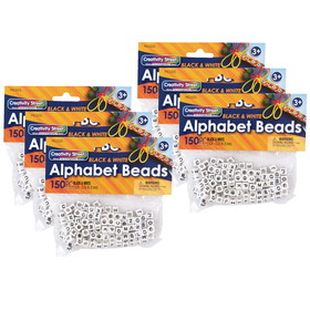 Creativity Street PACAC3255-6 Alphabet Beads Black & White, Creativity Street (6 PK)