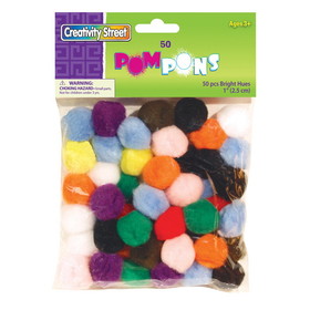 Creativity Street PACAC811301 Pom Pons Bright Hues 1In 50 Pieces