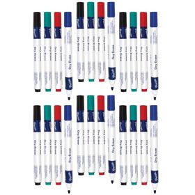 Pacon PACAC9000-6 Triangular Dry Erase Markrs, Bullet Tip 4 Clrs (6 PK)