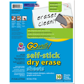 Pacon PACASB8511 Go Write Dry Erase Sheets 30Pk 8 1/2 X 11 Plain