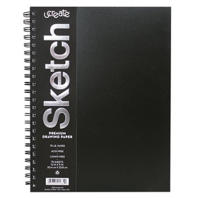UCreate PACCAR37088 Poly Cover Sketch Book Heavyweight, 12In X 9In 75 Sheets