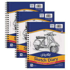 UCreate PACCAR53007-3 Sketch Diary Medium Weight, 11X9 70 Sheets (3 EA)