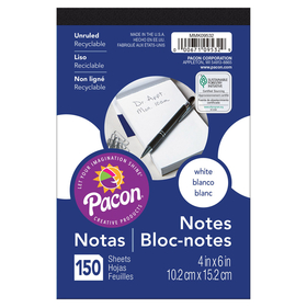 Pacon PACMMK09532 White Note Pads 4X6 150 Ct