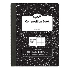Pacon PACMMK37105 Black Marble Composition Book 1 Cm, Quadrille Ruled