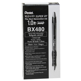 Pentel PENBX480A-12 Rsvp Super Rt Ballpoint Pen, Black Retractable (12 EA)